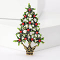 Green Enamel Christmas Tree Brooch Red Crystal Accents view 1