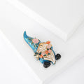 Blue Hat Gnome Enamel Brooch with Floral Details Character Pin view 3
