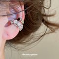 Crystal Star Open Square Ear Clips with Polished Metal Tone Details view 3