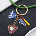 Blue Black Red and Silver Baseball Gear Keychains with Metal Hardware view 4