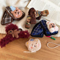Flocked Plaid Bow Bear Rabbit Hair Claw and BB Clip Styles view 4