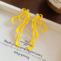 Colorful Cord Bow Stud Earrings with Long Looped Ribbon Tails view 7