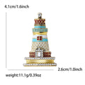 Crystal Lighthouse Brooch with Colorful Enamel Details view 6