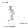 Pearl Flower Vine Brooch Rhinestone Centers Silver or Gold view 6