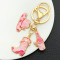 Pink Western Hat Boot Bottle and Star Metal Keychain Set view 4
