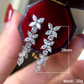 Marquise Clear Stone Leaf Vine Long Earrings Silver Tone view 5