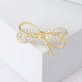 Mini Rhinestone Bow Brooch Silver Or Gold Crystal Pin view 2