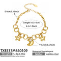 Star Moon Charm Necklace Bracelet Set Two-Tone Steel view 6