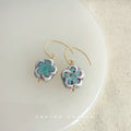 Blue White Porcelain Ceramic Drop Hoop Earrings Set view 12