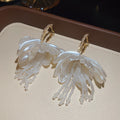 White Petal Tassel Drop Earrings In Two Floral Styles view 7