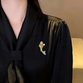 Gold Koi Fish Brooch Yellow Stones And Pearl Accent view 3