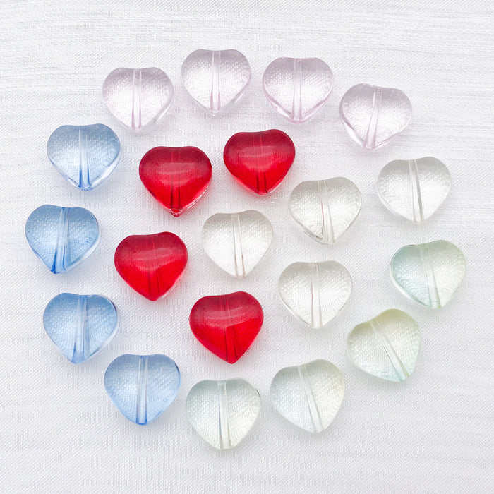 Transparent Glass Heart Beads in 6mm 8mm and 10mm Sizes