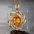 Spiral Flower Oval Center Stone Pendant Gold White Metal Alloy view 4