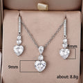 Silver Clear Heart CZ Drop Earrings Pendant Necklace Options view 5