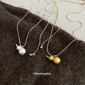 Gold Tone Brushed Gourd Pendant on Fine Chain Necklace view 4