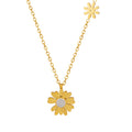 Daisy Pendant Necklace With Side Flower Charm Gold Steel view 5