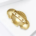 Three Shell Brooch In Ridged Silver And Gold Tone Finishes view 4