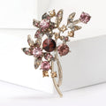 Rhinestone Floral Branch Brooch Purple Blue Crystal Pin view 1