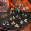 Crystal Zircon Mixed Style Gold Tone Stud Drop Earrings view 4