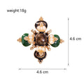 Green Gold Tone Cross Enamel Pearl Look Metal Brooch Pin view 2