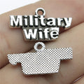 Military Wife Word Pendant Charms in Two Finishes for Jewelry Making view 1