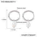Freshwater Pearl Huggie Hoop Drop Earrings Gold Or Steel view 6