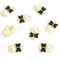 Pearl Bow Charms in Gold and Silver Tones, Six Enamel Colors view 6