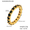 Gold Green Glass Stone Full Eternity Band Rings Stainless Steel view 6
