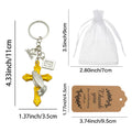 Yellow Cross Praying Hands Keychain With Angel And Square Charms view 4