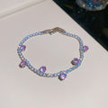 Silver Crystal Tennis Bracelet With Dangling Color Stones view 10