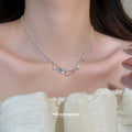 Multicolor Pastel Crystal And Pearl Silver Tone Chain Necklace view 3