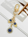 Blue Evil Eye Keychain With Rhinestone Teardrop And Hamsa Hand view 8