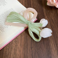 Green Satin Bow Tulip Hair Claw In Pink White Or Purple view 6