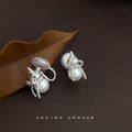 Silver Pearl Gourd Twist Rope Bow Clip And Stud Earrings view 6