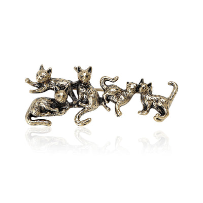 Five Cat Silhouette brooch shown in front product view