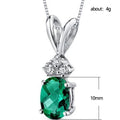 Silver Oval Emerald Green CZ Pendant Necklace Box Chain view 2