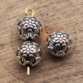 Antique Silver Double-Sided Floral Round Spacer Bead view 2