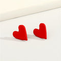 Matte Red Irregular Heart Stud Earrings with Push Back Posts view 2