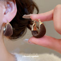 Flocked Crescent Hoop Earrings In Four Patterns Matching Jewelry Pair view 4