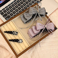 Satin Ribbon Bow Banana Claw Clip Rhinestone Center view 2