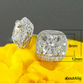 Square Halo Stud Earrings with White Center Stones view 4