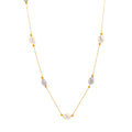 Gold Stainless Steel Freshwater Pearl Station Necklace view 5