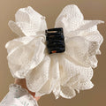 White Lace Pearl Flower Shark Clips Black Ribbon Style view 4