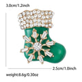 Crystal Trimmed Christmas Stocking Brooch in Red and Green view 5