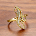 Gold Openwork Curved Wave Pavé Clear CZ Statement Fashion Ring view 1