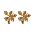 Sculpted Metal Flower Stud Earrings in Gold and Silver view 5