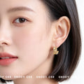 Gold Embossed Butterfly C Shape Hoop Earrings Style view 2