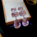 Rectangular Crystal Teardrop Stud Earrings Fashion Jewelry view 7