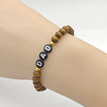 Dad Letter Wood Bead Stretch Bracelet Gold Spacer Beads view 3