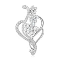 Crystal Flower Leaf Brooch in Silver and Gold Tone view 5